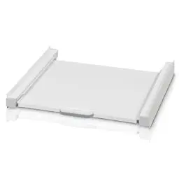 Produktbild: Xavax Zwischenbausatz mit Ausziehplatte aus Metall (Universal Verbindungsrahmen für Waschmaschinen und Trockner, Zwischenbaurahmen mit Auszug als Ablage für Wäschekorb, inkl. Zurrgurt) weiß