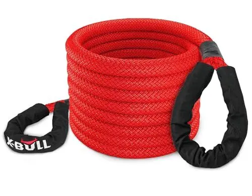 Produktbild: X-BULL Langlebiges Kinetisches Seil - Abschleppseil Pkw mit Rutschfesten Handschuhen - Anhängelast 24000lbs (10 886 kg) - aus robustem Nylon mit Polymerbeschichtung - Länge 9m, Durchmesser 22mm, Rot