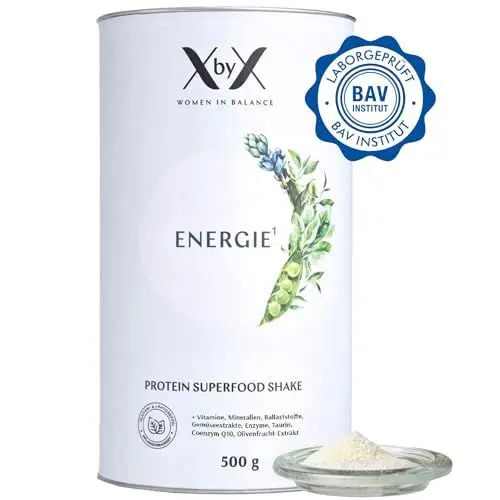 Produktbild: XbyX Energie 500 g | 16 Portionen | Veganes Superfood Proteinpulver für Shake oder Smoothie | Geschmacksneutrales Eiweißpulver mit essentiellen Aminosäuren & wertvollen Vitaminen | Aus Deutschland