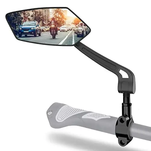 Produktbild: Xcelenze - Fahrradspiegel extra große Spiegelfläche |schlagfestes Echtglas| Fahrradspiegel für Lenker ebike | Rückspiegel Fahrrad Spiegel für e-bike Fahrradrückspiegel klappbar (links)