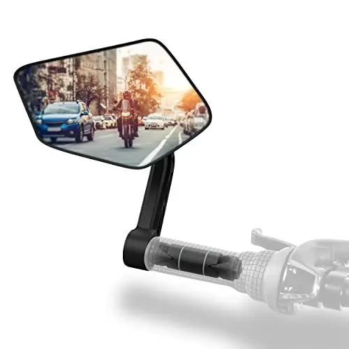 Produktbild: Xcelenze - Fahrradspiegel extra große Spiegelfläche |schlagfestes Echtglas| für Lenker ebike | Rückspiegel Fahrrad Spiegel für e-bike, klappbar (links Lenkerende)