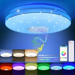 Produktbild: XCOFZOB 36W LED Deckenleuchte Dimmbar mit Bluetooth Lautsprecher, LED Deckenlampe mit RGB Farbwechsel, Fernbedienung und APP-Steuerung, Sternenhimmel Lampe für Kinderzimmer, Schlafzimmer, Wohnzimmer