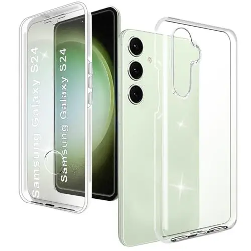 Produktbild: 360 Grad Hülle für Samsung Galaxy S25/ S24 Transparent Handyhülle mit Integriertem Displayschutz Schadensichere Silikon Schutzhülle mit Eingebautem Displayschutz Durchsichtige Stoßfest Kratzfest Case