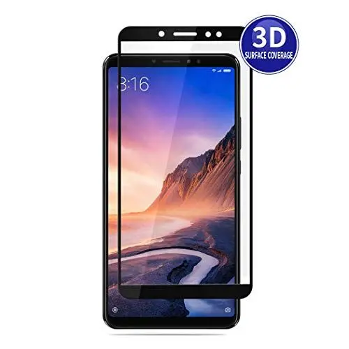 Produktbild: X-Dision 3D Schutzfolie Vollbildschutz Kompatibel mit Xiaomi Mi Max3 (Schwarz), HD-Komplettabdeckung, 9H Härten von Glasschutz, Anti-Fingerabdruck und Anti-Shatter