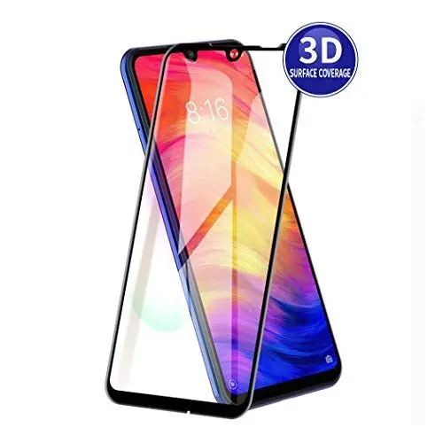 Produktbild: X-Dision 3D Schutzfolie Vollbildschutz Kompatibel mit Xiaomi Redmi Note 7 (Schwarz), HD-Komplettabdeckung, 9H Härten von Glasschutz, Anti-Fingerabdruck und Anti-Shatter
