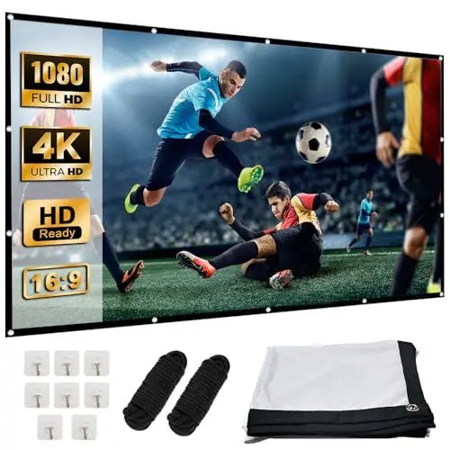 Produktbild: XEERUN Beamer Leinwand 100 Zoll, Projektionsleinwand 16: 9 HD, Projektor Leinwand Anti-Falten, Faltbarer Projektionsschirm,Tragbarer -Bildschirm für Zuhause, Schule,Treffen, Camping und Heimkino