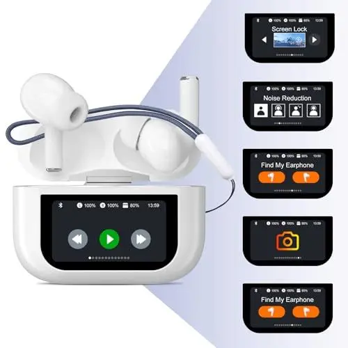 Produktbild: XEEUEX Bluetooth Kopfhörer in Ear, Bluetooth 5.4 Noise Cancelling kopfhoerer Ohne Kabel mit Mikrofon, Kabellose Kopfhörer Handy mit Touchscreen, ANC kopfhörer mit Touch Display Wireless Earbuds