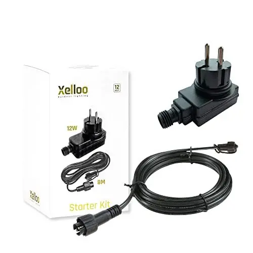 Produktbild: Xelloo Starterset mit 12V Transformator und 8 Meter Verlängerungskabel, zur Erweiterung des Beleuchtungssets oder zum Austausch - passend 12V Beleuchtungsset, Schwarz, PL7001