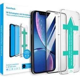 Produktbild: XeloTech 3D/4D Schutzglas für iPhone 11 & iPhone XR mit 6.1 Zoll - Full Screen Schutzfolie aus Glas Mit Schablone für Positionierung - 9H Displayschutz - Hüllenfreundlich