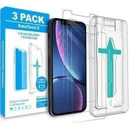 Produktbild: XeloTech Premium Schutzglas für iPhone Xr oder iPhone 11 (3xStück) - hochwertiger Displayschutz - robuste Schutzfolie aus Hartglas - 9H+ Glasfolie