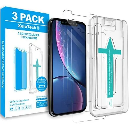 Produktbild: XeloTech Premium Schutzglas für iPhone Xr oder iPhone 11 (3xStück) - hochwertiger Displayschutz - robuste Schutzfolie aus Hartglas - 9H+ Glasfolie