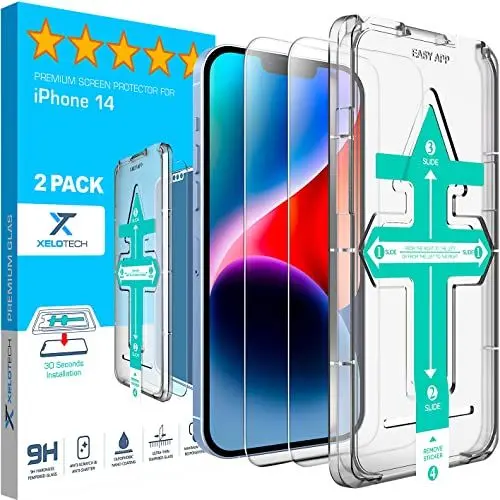Produktbild: XeloTech Schutzglas für iPhone 14 - DisplaySchutz - Unsichtbar auf dem Handy (9H Hartglas) - Panzerschutz