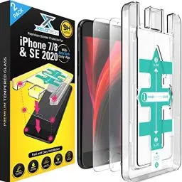 Produktbild: XeloTech Schutzglas für iPhone SE (2022/2020), iPhone 8/7 mit Schablone für hohe Passgenauigkeit - Unterstützt 3D Touch - 2 Stück