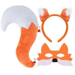 Produktbild: XEPST Tier Fuchs Kostüm Set, Fuchsohren und Schwanz Set mit Fuchs Stirnband Fuchsschwanz Fuchs Maske für Tierkostüm Cosplay Geburtstagsparty Zubehör Halloween Kostüm Kostüm Partyzubehör