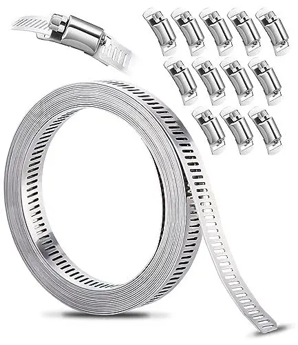 Produktbild: Xespis Schlauchschellen 304 Edelstahl, 3.5m Lochband Metall + 12 Stück Befestigung, DIY Schlauchschellen Set, Einstellbare Schlauchschelle, für Wasser Rohr, Tank, Gas Rohr, Kühler, Automobil Tubing