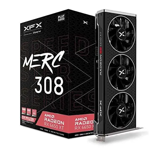 Produktbild: XFX Speedster MERC308 Radeon RX 6650XT Black Gaming Grafikkarte mit 8GB GDDR6 HDMI 3xDP, AMD RDNA™ 2 (RX-665X8TBDY)