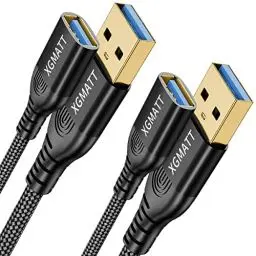 Produktbild: USB 3.0 Verlängerung Kabel 0.5M 2Stück USB Verlängerungskabel A Stecker auf A Buchse mit eleganten Alluminiumsteckern, Nylon Stoffmantel für Kartenlesegerät,Tastatur, Drucker,PS VR, Kamera,schwarz