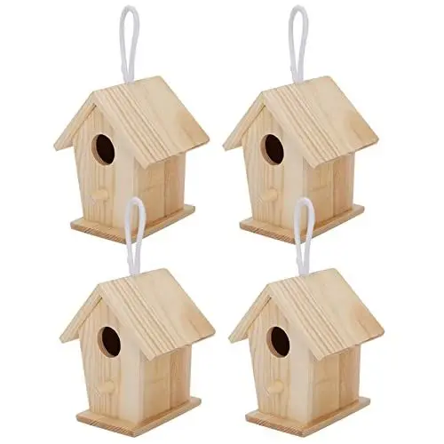 Produktbild: XHTLLO 4-teiliges hängendes Mini-Vogelhaus, Vogelnester für den Außenbereich für Garten, Balkon und Innenhof, Robustes Platane mit exquisitem Design