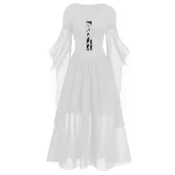 Produktbild: Generisch Kleid Halloween Schwarz,Halloween KostüM Damen Mittelalterkostüm Damen Vintage Gothic Kleid Für Damen, Mittelalter Renaissance Cosplay Kostüm, Langarm （Weiß，S）