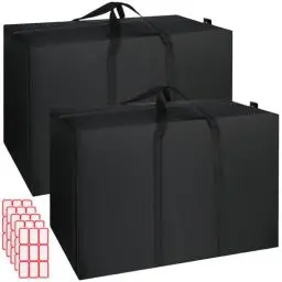 Produktbild: Xialvyu 2 Stück 115L Aufbewahrungstaschen Mit Griffen, Geeignet Für Bettwäsche, Bettdecke, Kissen, Decke (80,48 Bis 29 Cm) (Schwarz)