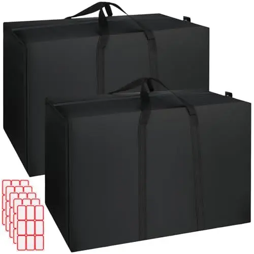 Produktbild: Xialvyu 2 Stück 115L Aufbewahrungstaschen Mit Griffen, Geeignet Für Bettwäsche, Bettdecke, Kissen, Decke (80,48 Bis 29 Cm) (Schwarz)
