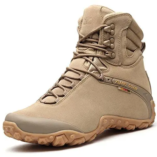Produktbild: Xiang Guan Herren Wildleder Wasserdicht Outdoor Wandern Trekkingstiefel Atmungsaktiv Sport Taktisch Combat High-top Schuhe (45 EU, Khaki)