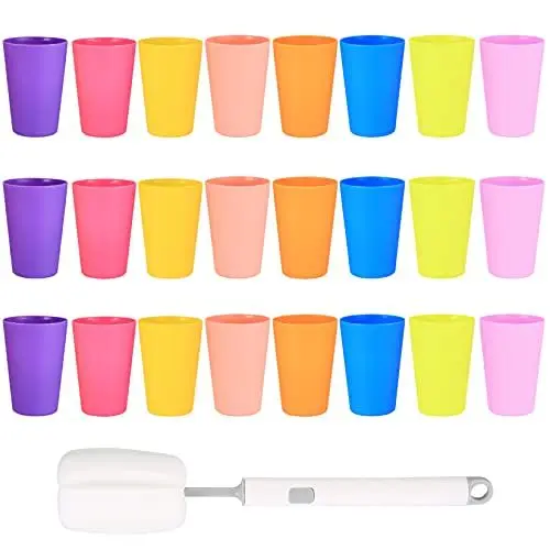 Produktbild: XIANGPICA 24 Stück Kunststoffbecher Bunt, Kinderbecher, Plastikbecher Mehrweg, 0,26L Trinkbecher Kunststoff für Party Camping Strand Picknick Küche Grillabende Becher