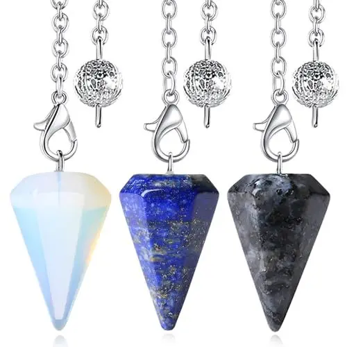 Produktbild: XIANNVXI 3pcs Kristalle Pendel Set Lapislazuli Stein Klein Pendel Esoterik Labradorit Opal Steine Pendel mit Kristall Edelsteine Reiki Meditations Zubehör Spirituelle Geschenke