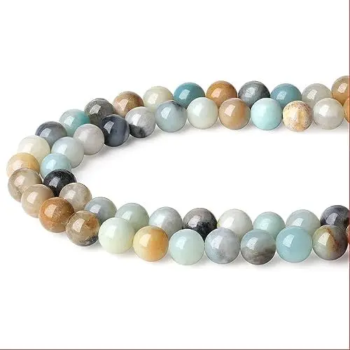 Produktbild: XIANNVXI 8mm Amazonit Naturstein Perlen zum Auffädeln mit Loch Runde Kristalle Edelsteine zum Auffädeln Perlen für Armbänder Ketten DIY Schmuck Basteln (ca. 47 Stück)