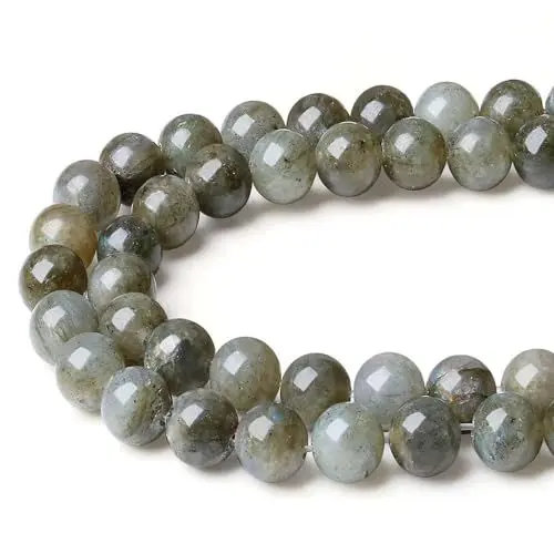 Produktbild: XIANNVXI 8mm Naturstein Labradorit Perlen zum Auffädeln mit Loch Runde Kristalle Edelsteine zum Auffädeln Perlen für Armbänder Ketten DIY Schmuck Basteln (ca. 47 Stück)