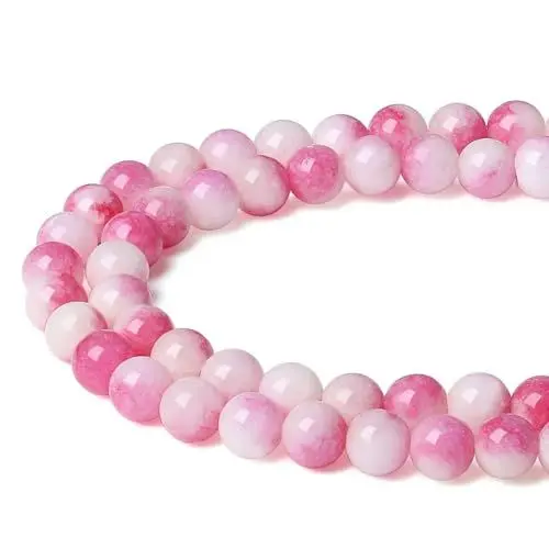 Produktbild: XIANNVXI 8mm Naturstein Rosa Turmalin Jade Perlen zum Auffädeln mit Loch Runde Kristalle Edelsteine zum Auffädeln Perlen für Armbänder Ketten DIY Schmuck Basteln (ca. 47 Stück)