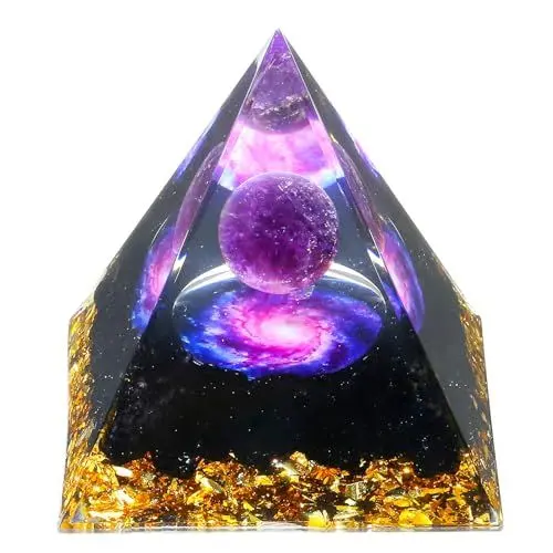 Produktbild: XIANNVXI Amethyst Pyramiden Groß Pyramide Edelsteine Kristalle Steine Schwarz Obsidian Pyramiden Natürliche Reiki Geschenke Spirituelle Deko 2.4