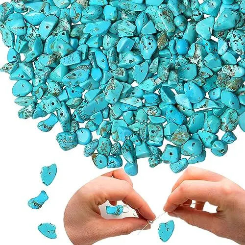 Produktbild: XIANNVXI Blauer Türkis 400pcs Perlen zum Auffädeln Kristalle Perlen Kristall Steine Perlen für Armbänder Ketten Ohrringe Schmuck Machen Crafting Unregelmäßige Gebohrt DIY Edelsteine 5-8mm