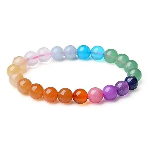 Produktbild: XIANNVXI Chakra Armband Bunte Perlenarmband Kristalle Echte Steine Armbänder Damen 8mm