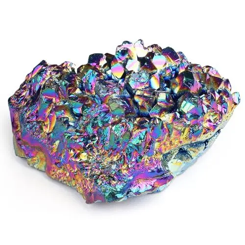 Produktbild: XIANNVXI Kristalle Regenbogen Druse Rohstein Unregelmäßige Natürliche Kristall Steine Druse Edelsteine Groß Cluster Roher Heilsteine Geodenhöhlen Reiki Heilung Stein ca.50-70g