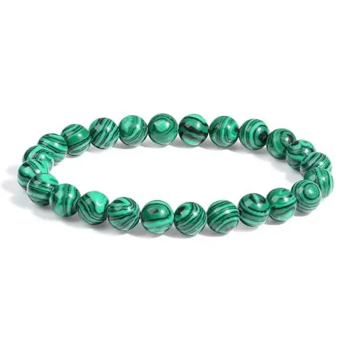 Produktbild: XIANNVXI Malachit Armband 8mm Perlen Grüner Perlenarmband Kristalle Armband Echte Malachit Steine Armbänder Damen Geschenk für Mama