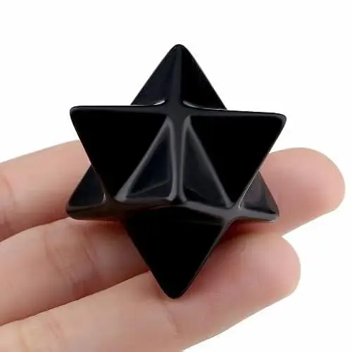 Produktbild: XIANNVXI Obsidian Merkaba Sterne Kristalle Glücksbringer Stein Edelsteine Natürlicher Sechszackiger Stern Heilsteine Spirituelle Meditation Astrologie Esoterik Geschenke 25mm