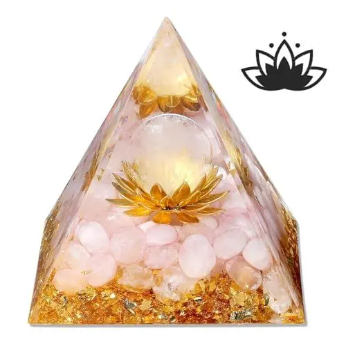 Produktbild: XIANNVXI Rosenquarz Orgonit Pyramide Rosa Stein Edelsteine Kristalle Lotus Pyramiden Spirituelle Energiesteine Pyramide Inspirierend Erfolg Esoterik Geschenke