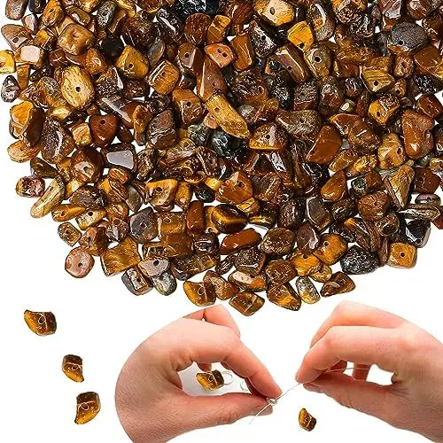 Produktbild: XIANNVXI Tigerauge 400pcs Perlen zum Auffädeln Kristalle Perlen Kristall Steine Perlen für Armbänder Ketten Ohrringe Schmuck Machen Crafting Natürlichen Unregelmäßige Gebohrt DIY Edelsteine 5-8mm