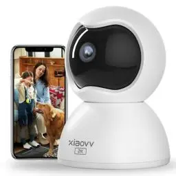 Produktbild: XIAOVV 3MP PTZ überwachungskamera innen,HD-Nachtsicht 2.4G WLAN Kamera Indoor,Hunde Kamera Fernzugriff über die App,Doppelter Datenschutz,Bewegungserkennung, App-Benachrichtigungen, Zwei-Wege-Audio