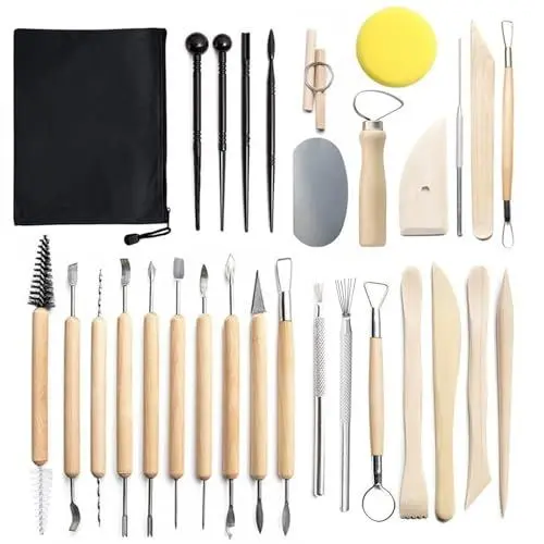 Produktbild: xiaowanwan 30 Stück Modellierwerkzeug Ton,Töpferwerkzeug Set,Sculpting Keramik Clay Tools,Polymer Clay Werkzeug,DIY Schnitzen Modellier-Werkzeug (Satz 1)