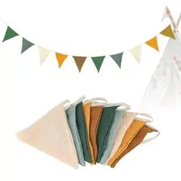 Produktbild: xiaoxianxian Wimpelkette Kinderzimmer,2.6M Wimpelkette Stoff Musselin,Mädchen & Jungen für Kinderzimmer Deko,Musselinstoff Girlande für Hausbett, Party, Geburtstag, Hochzeit (Gemischtes Grün)
