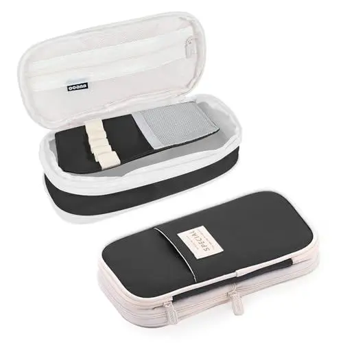 Produktbild: xiaoxiaozhijia Federmäppchen Groß, Federmappe Groß, Pencil Case Aesthetic, Mäppchen Teenager, Federtasche für Jungen Mädchen (Schwarz)