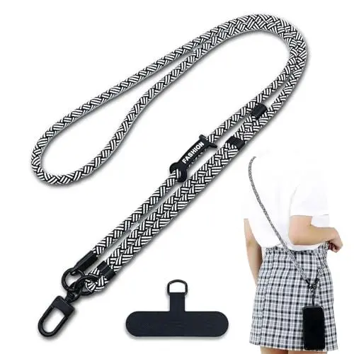 Produktbild: xiaoxiaozhijia Handyband zum Umhängen,Handykette Universal,Lanyard AbnehmbarHandy,Schlüsselband für Alle Smartphones Hüllen (Schwarz Weiß)