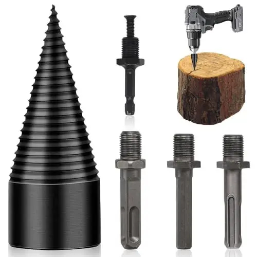 Produktbild: xiaoxiaozhijia Holzspalter Bohrer 32mm mit 4 Bohrgriffe,Bohrkegel Holzspalter Schraube Kegel für Bohrmaschine,Elektrohämmer,Akkuschrauber