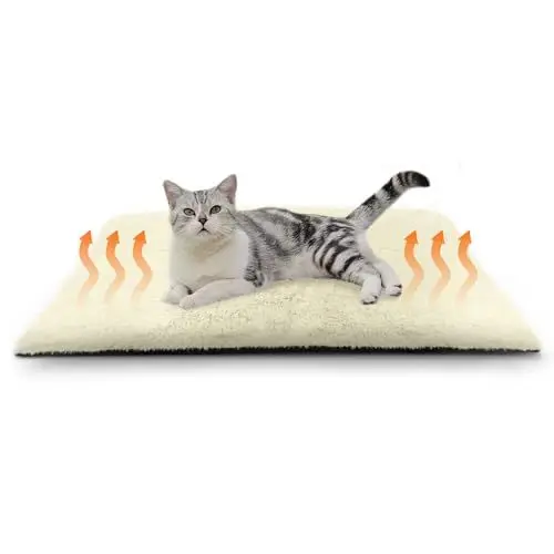 Produktbild: XIAPIA Selbstheizende Decke Katze & Hunde, Flauschig Selbstwärmende Katzendecke ohne Kabel, Wärmedecke Heizdecke ohne Strom, Washbar Thermodecke Katzenkissen (Weiß-Fleece, 60 * 45)