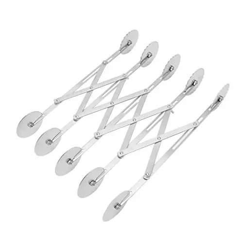 Produktbild: XIASABA Gebäckschneiderrad, rostfrei, 33,0 x 8,0 cm. 0×8. 0-Rad-Pizzaschneider, aus Edelstahl, einziehbar, Teigschneider-Rolle, Küche, Backzubehör für Kuchen, Teig, Rad,
