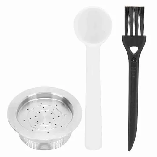 Produktbild: Wiederverwendbare Kaffeekapseln, Nachfüllbare Kaffeepads, Edelstahl, Espresso-Kapseln, Löffel-Bürsten-Set, Ersatz für MIO Kaffeemaschine