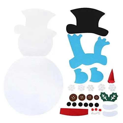 Produktbild: XIASABA Kindergeschenke DIY Filz-Schneemann abnehmbare Weihnachtsdekoration Neujahr Tür Wandbehang Dekorationen Wandbehang-Spiele für Weihnachtsdekorationen Filz-Weihnachts-Schneem
