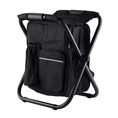 Produktbild: XIASABA Tragbarer Hocker, Rucksack, Kühlstuhl, leicht, faltbar, Campinghocker mit großer Kapazität für Reisen, Strand, Wandern, Picknick (Schwarz)